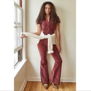 Free People CRVY Love Letters 1 Piece Corduroy Jumpsuit Mauve Size 2